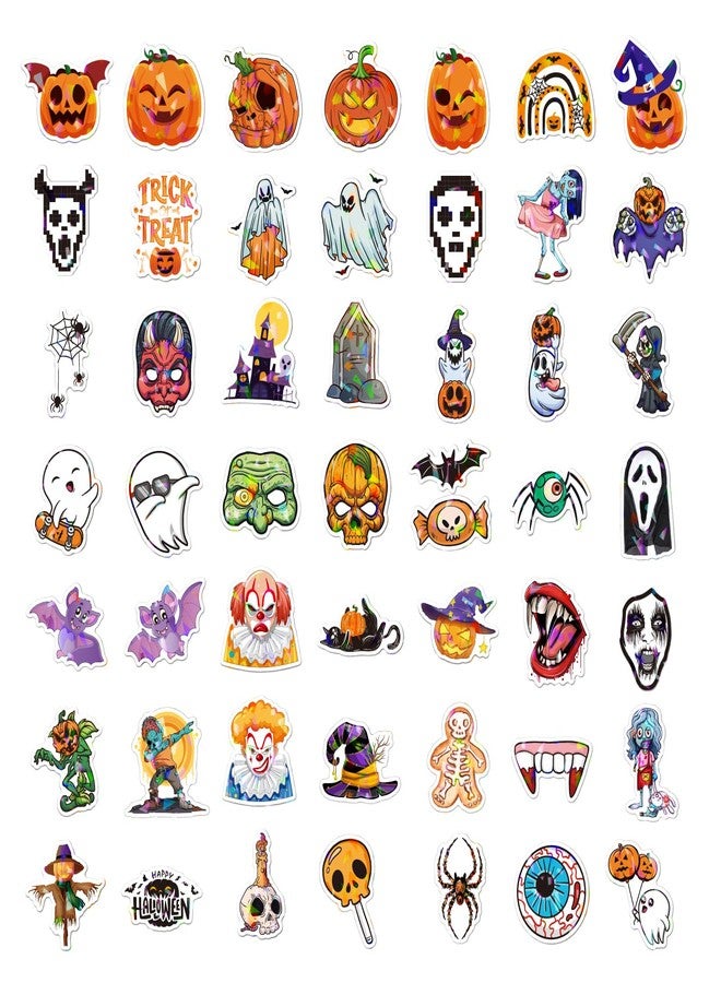 VANRUID Halloween Stickers, 100 Pcs Sparkly Holographic Halloween Stickers for Kids, Non-Repeating Halloween Pumpkin Theme Stickers, Vinyl Waterproof Holiday Party Stickers, Party Favors Gifts - Image 2
